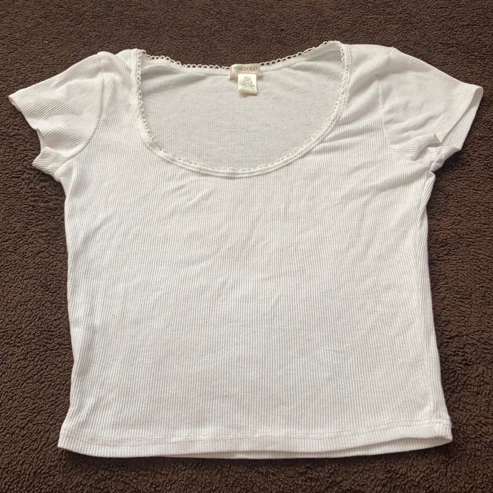 This shirt is a white crop top
